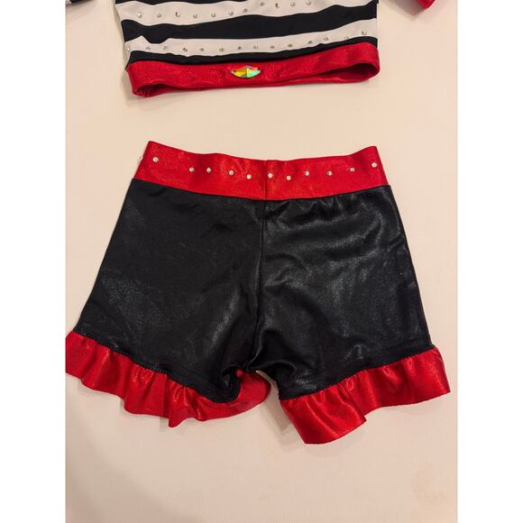 Semi-Custom French Girl Costume Dance Size MC Stones Added Red/Black/White - Picture 3 of 6